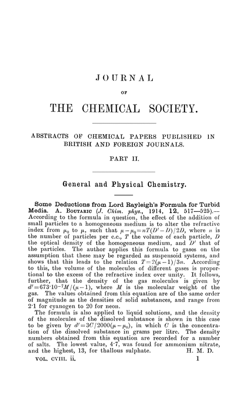 General and physical chemistry