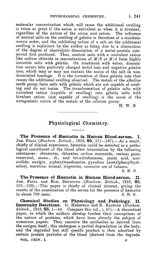 Physiological chemistry