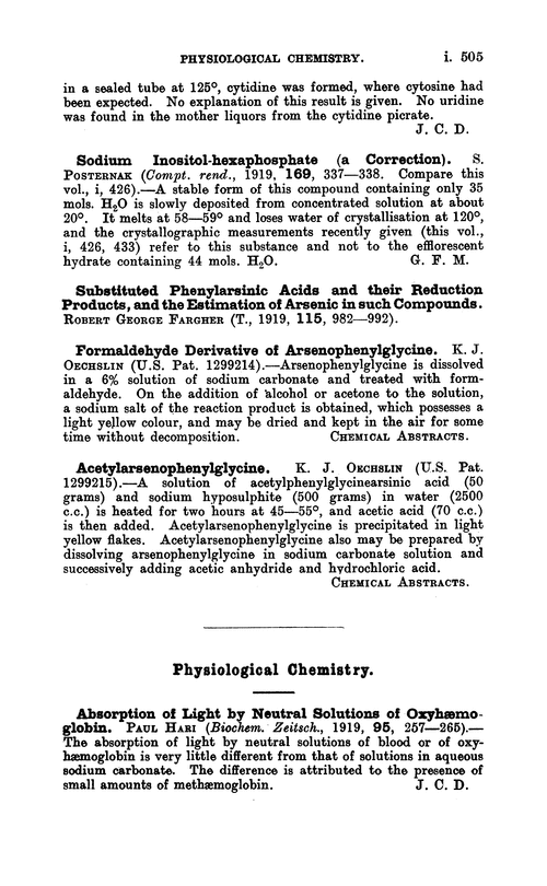 Physiological chemistry