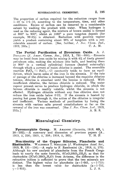Mineralogical chemistry