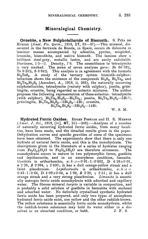 Mineralogical chemistry