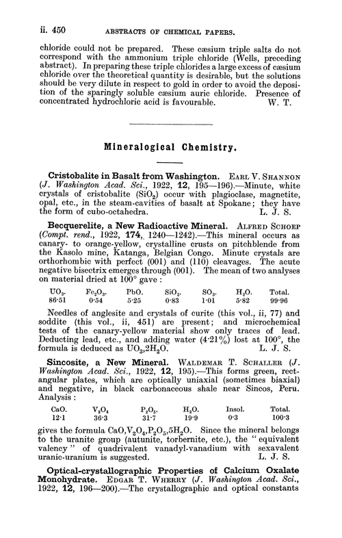 Mineralogical chemistry