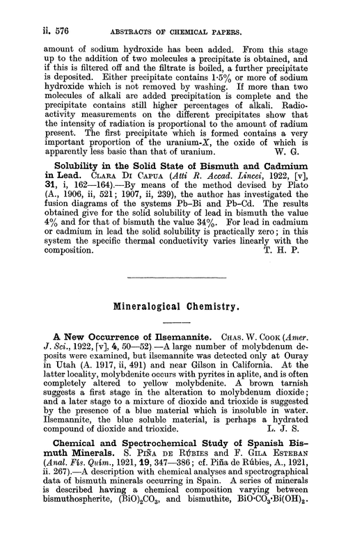 Mineralogical chemistry