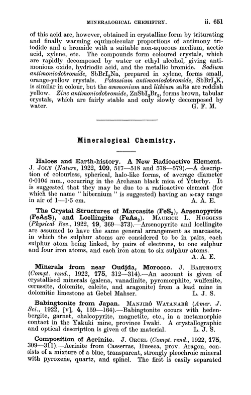 Mineralogical chemistry