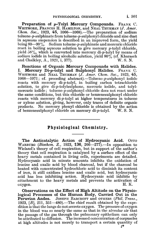 Physiological chemistry