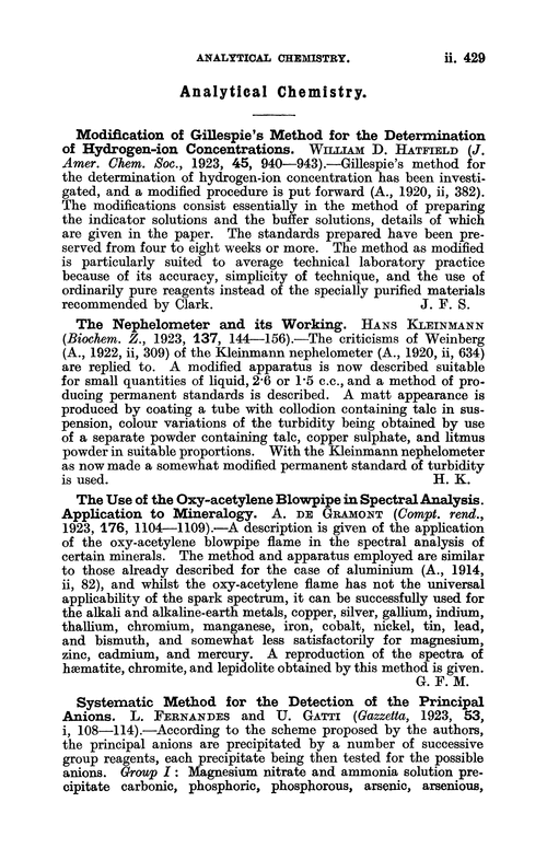 Analytical chemistry