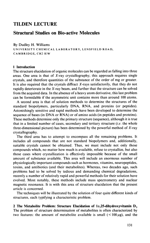 Tilden Lecture. Structural studies on bio-active molecules
