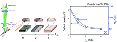 Graphical abstract: Comparisons of magnetic defects and coercive forces for Co/Si(100) and Co/rubrene/Si(100)