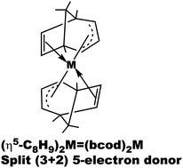 Graphical abstract: Ligand conformations and spin states in sandwich-type complexes of the split (3+2) five-electron donor hydrocarbon ligand bicyclo[3.2.1]octa-2,6-dien-4-yl (bcod)
