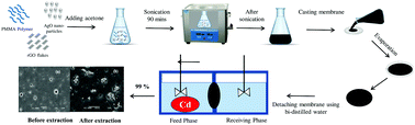 Graphical abstract: Synthesis, characterization and applications of metallic nanoparticles/rGO blended poly methyl methacrylate membranes for the efficient removal of Cd2+ from model and real wastewater