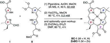 Graphical abstract: Study of conditions for streamlined assembly of a model bacteriochlorophyll from two dihydrodipyrrin halves