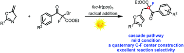 Graphical abstract: Synthesis of monofluorooxazoles with quaternary C–F centers through photoredox-catalyzed radical addition of methylene-2-oxazolines