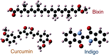 Graphical abstract: Electronic and structural properties of the natural dyes curcumin, bixin and indigo