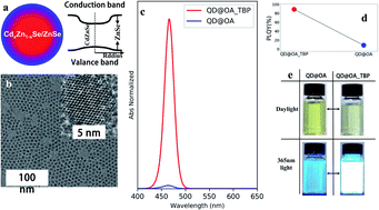 Graphical abstract: High efficiency blue light-emitting devices based on quantum dots with core-shell structure design and surface modification