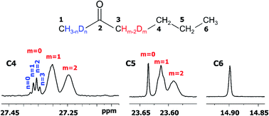 Graphical abstract: Long range deuterium isotope effects on 13C NMR chemical shifts of 2-alkanones in CD3OD solutions of imidazolium acetate ionic liquids