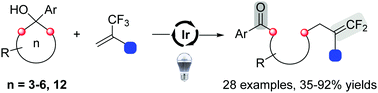 Graphical abstract: Visible-light-promoted defluorinative ring-opening gem-difluoroallylation of cycloalkanols using 1-trifluoromethyl alkenes