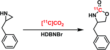 Graphical abstract: Ring-opening of non-activated aziridines with [11C]CO2 via novel ionic liquids