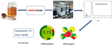 Graphical abstract: Sustainable dispersive liquid–liquid microextraction method utilizing a natural deep eutectic solvent for determination of chloramphenicol in honey: assessment of the environmental impact of the developed method