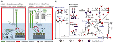 Graphical abstract: Integrated low carbon H2 conversion with in situ carbon mineralization from aqueous biomass oxygenate precursors by tuning reactive multiphase chemical interactions