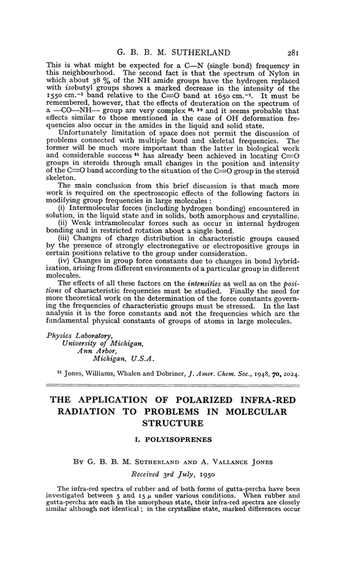 The application of polarized infra-red radiation to problems in molecular structure. I. Polyisoprenes