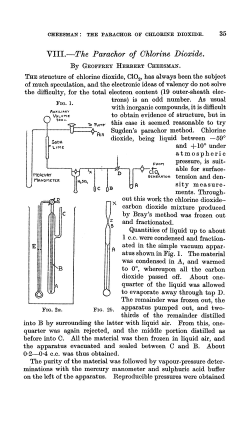 VIII.—The parachor of chlorine dioxide