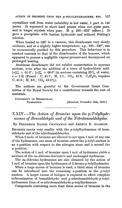XXIV.—The action of bromine upon the p-tolylhydrazones of benzaldehyde and of the nitrobenzaldehydes