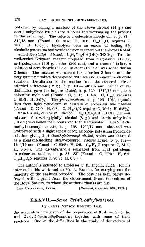 XXXVII.—Some trinitroethylbenzenes