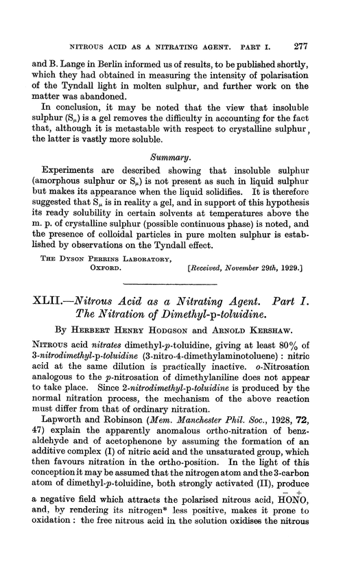 XLII.—Nitrous acid as a nitrating agent. Part I. The nitration of dimethyl-p-toluidine