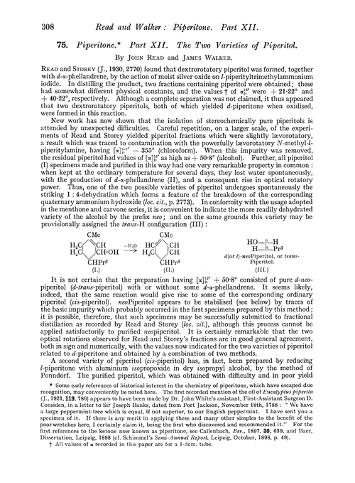 75. Piperitone. Part XII. The two varieties of piperitol