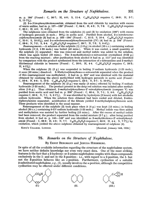 75. Remarks on the structure of naphthalene