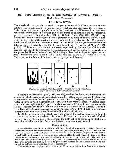 87. Some aspects of the modern theories of corrosion. Part I. Water-line corrosion