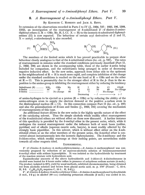 8. A rearrangement of o-aminodiphenyl ethers. Part V