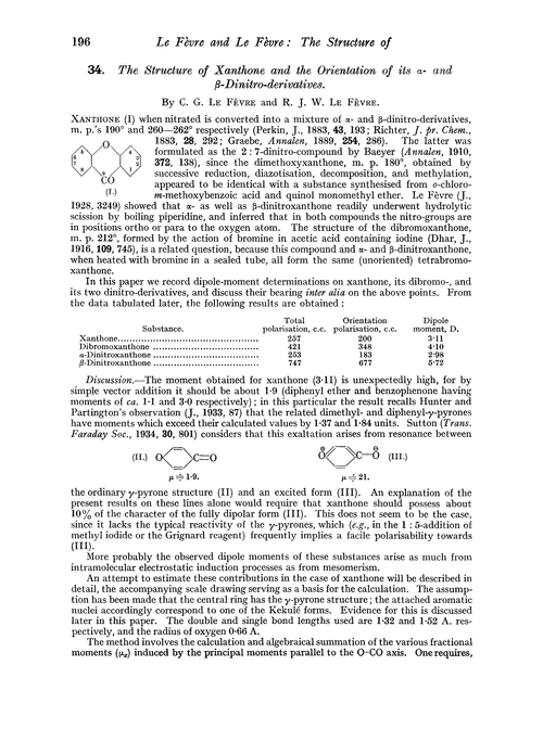 34. The structure of xanthone and the orientation of its α- and β-dinitro-derivatives