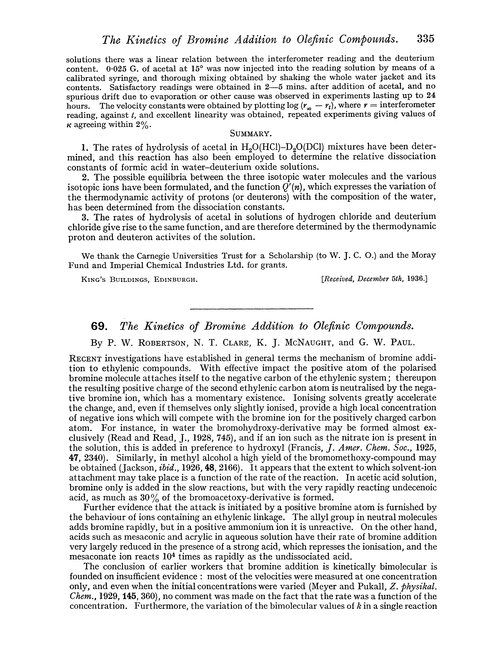 69. The kinetics of bromine addition to olefinic compounds