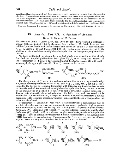 73. Aneurin. Part VII. A synthesis of aneurin