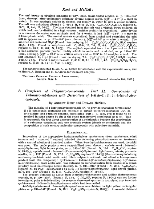 3. Complexes of polynitro-compounds. Part II. Compounds of polynitro-substances with derivatives of 1-keto-1 : 2 : 3 : 4-tetrahydrocarbazole