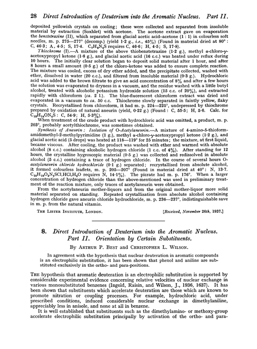 8. Direct introduction of deuterium into the aromatic nucleus. Part II. Orientation by certain substituents