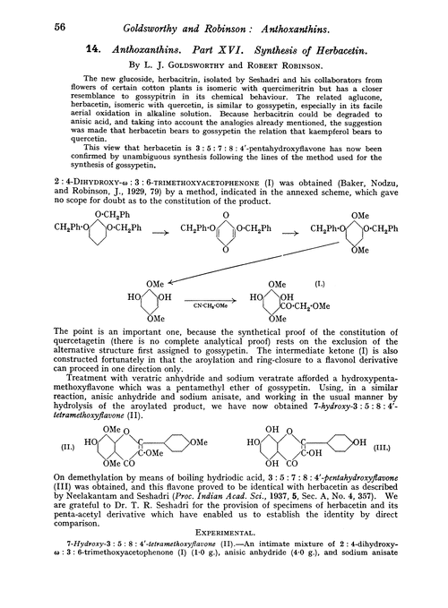 14. Anthoxanthins. Part XVI. Synthesis of herbacetin
