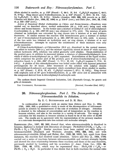 26. Nitrosoacylarylamines. Part I. The decomposition of nitrosoacetanilide in solution