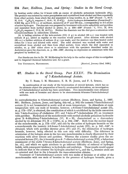 67. Studies in the sterol group. Part XXXV. The bromination of 7-ketocholestanyl acetate