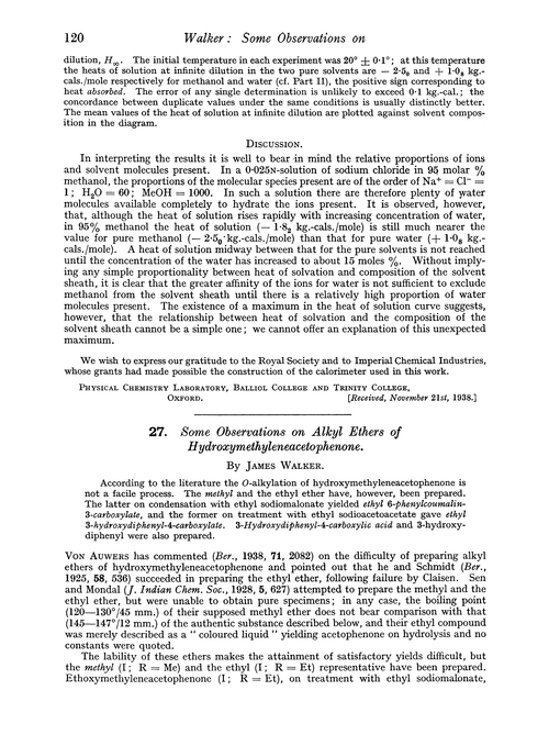 27. Some observations on alkyl ethers of hydroxymethyleneacetophenone