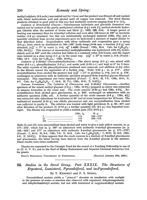 52. Studies in the sterol group. Part XXXIX. The structures of ergosterol, lumisterol, pyrocalciferol, and isopyrocalciferol