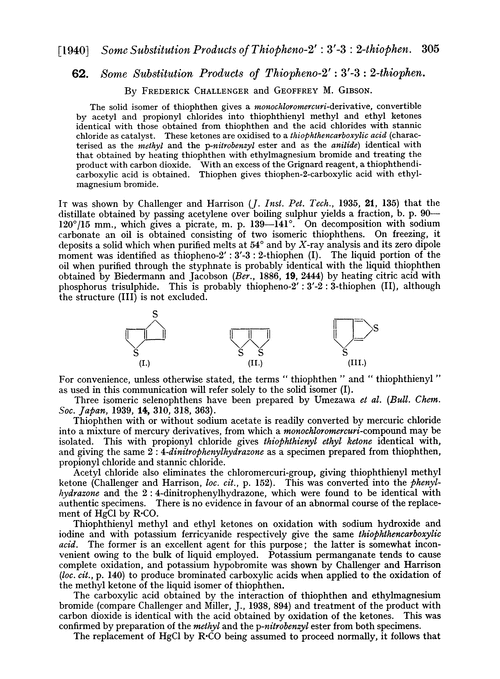 62. Some substitution products of thiopheno-2′ : 3′-3 : 2-thiophen