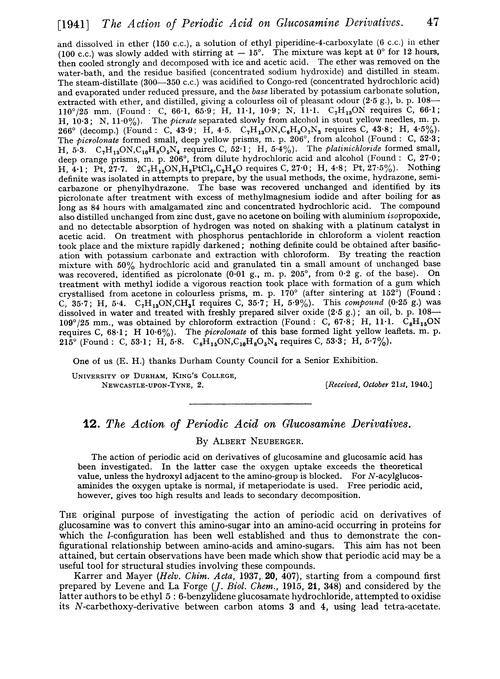 12. The action of periodic acid on glucosamine derivatives
