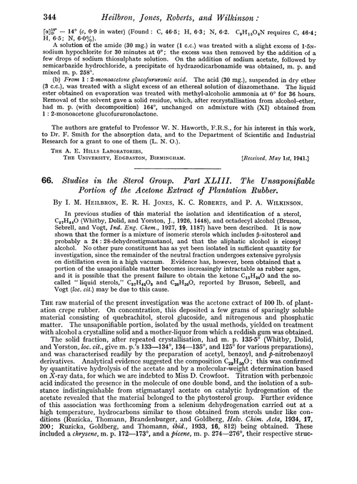 66. Studies in the sterol group. Part XLIII. The unsaponifiable portion of the acetone extract of plantation rubber