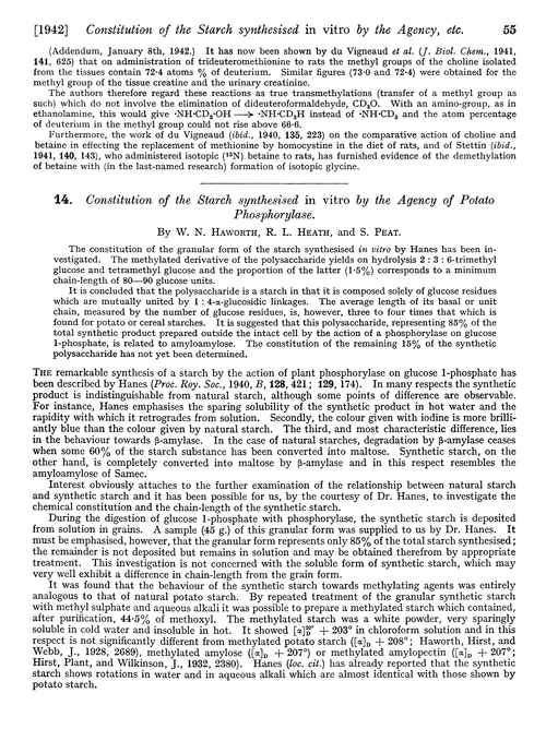 14. Constitution of the starch synthesised in vitro by the agency of potato phosphorylase