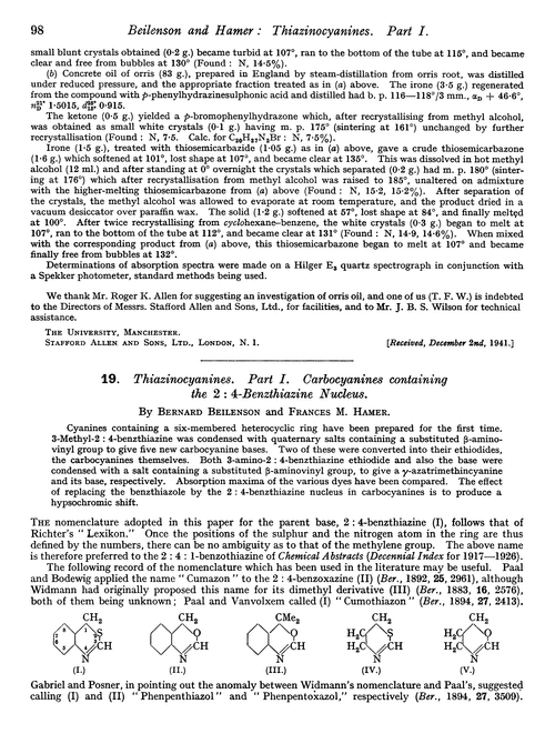 19. Thiazinocyanines. Part I. Carbocyanines containing the 2 : 4-benzthiazine nucleus