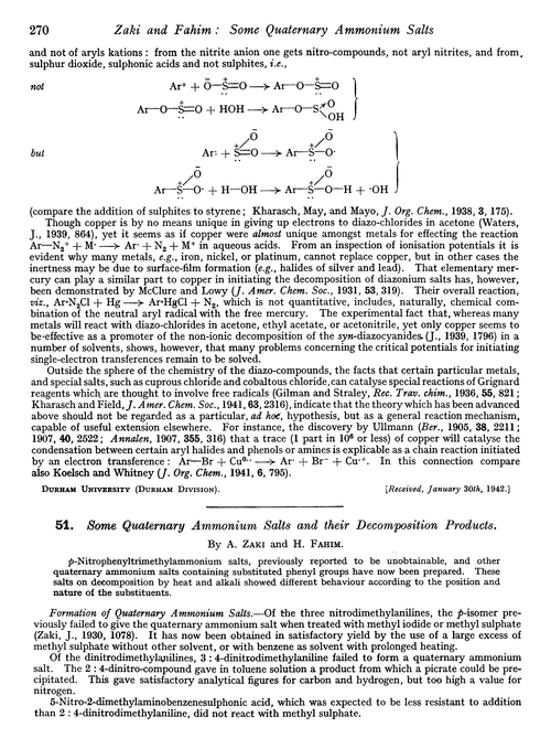 51. Some quaternary ammonium salts and their decomposition products