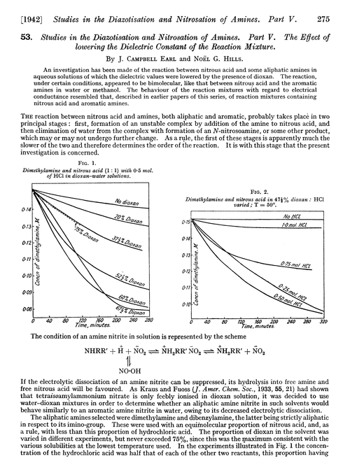 53. Studies in the diazotisation and nitrosation of amines. Part V. The effect of lowering the dielectric constant of the reaction mixture