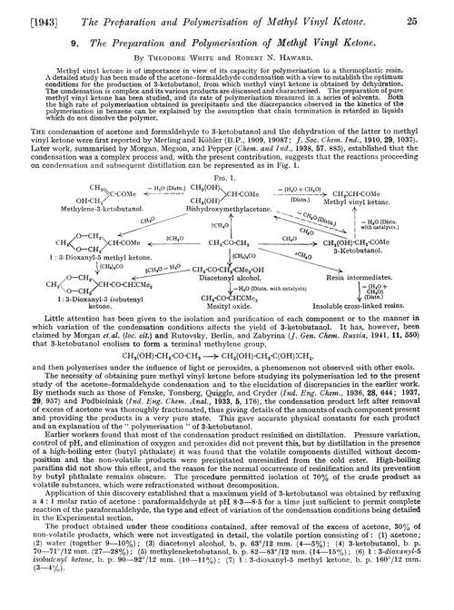 9. The preparation and polymerisation of methyl vinyl ketone